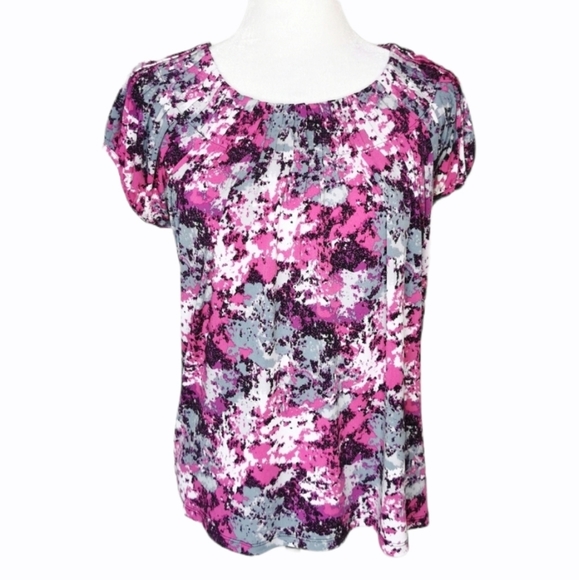 Style & Co abstract print short sleeve blouse - Picture 1 of 3
